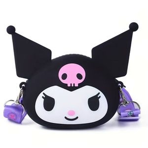 NWT Kuromi XL Crossbody Silicone Purse with Removable Purple Hello Kitty Strap